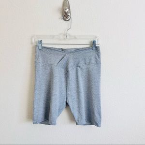NWOT Heather Light Gray V-Waist Criss Cross Biker Shorts